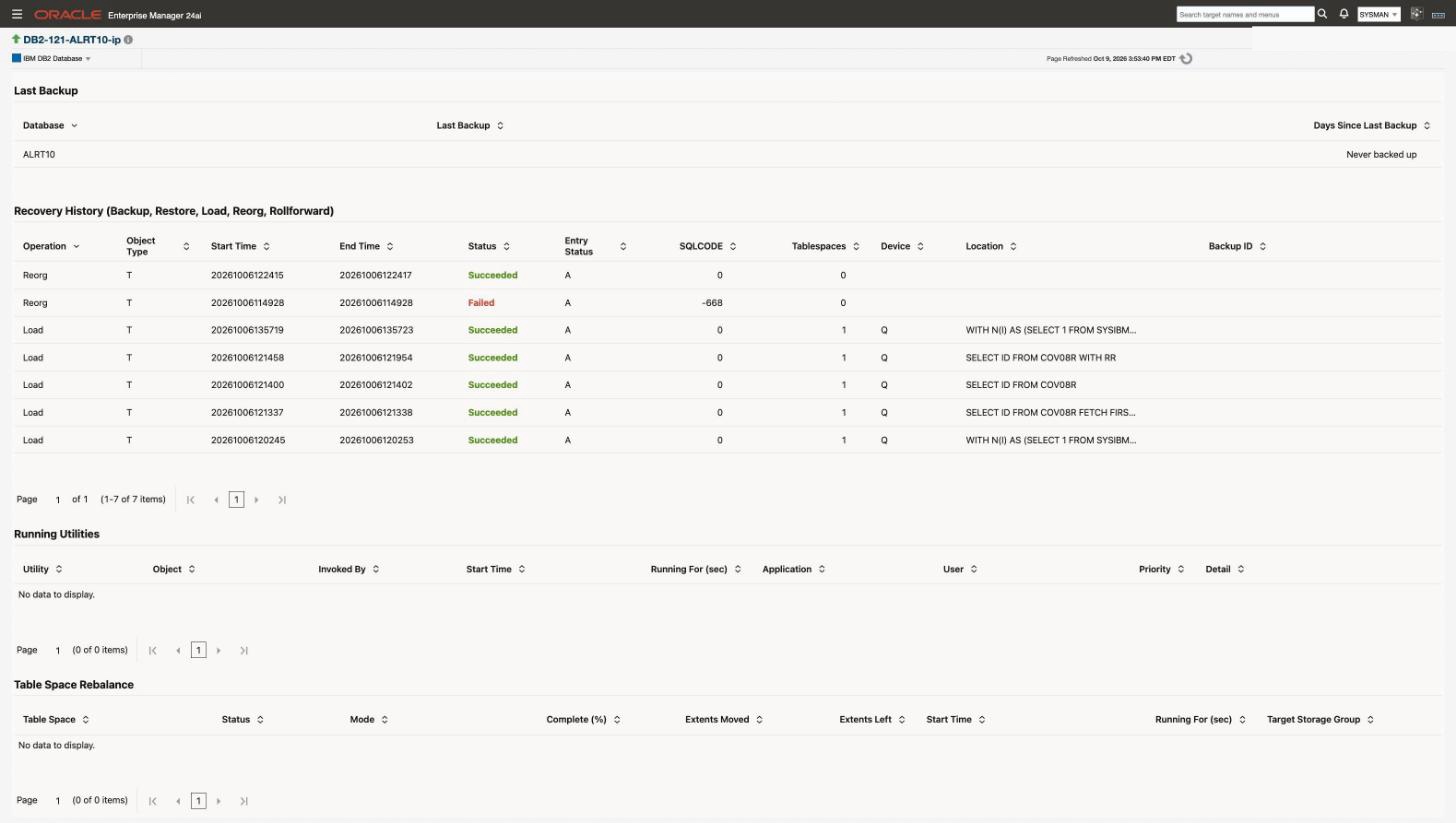 The Backup History page