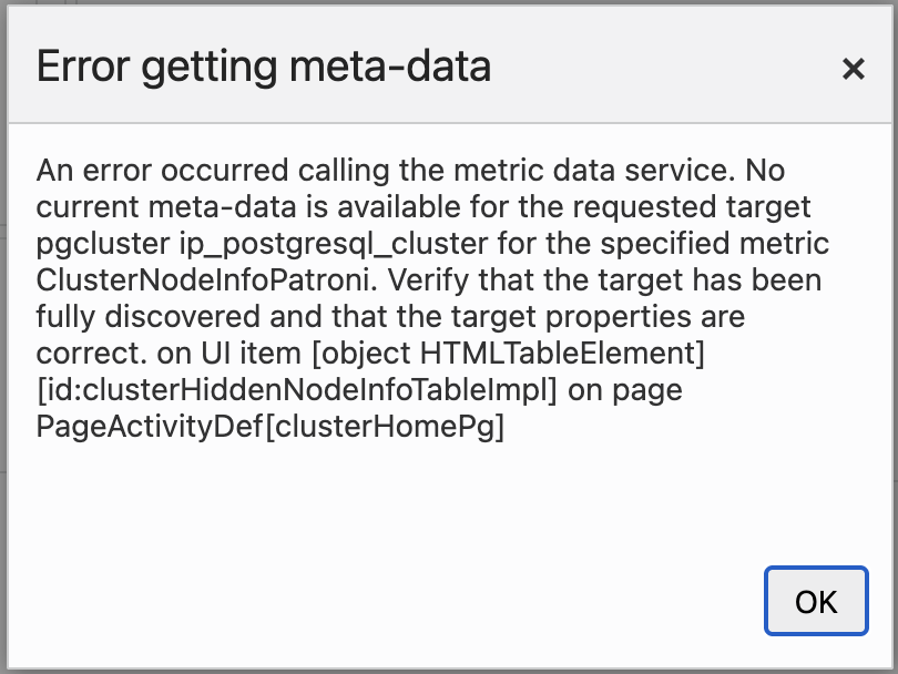 Error getting meta-data popup