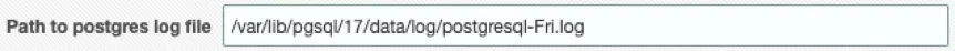 The target property field for the PostgreSQL log file path