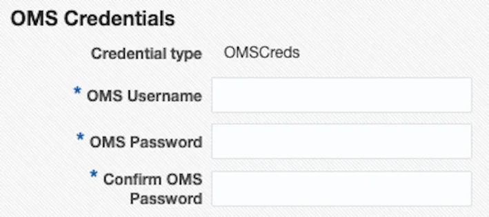 Add Target: enter OMS credentials
