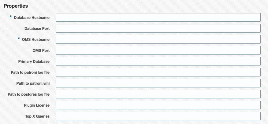 PostgreSQL Database target properties screen